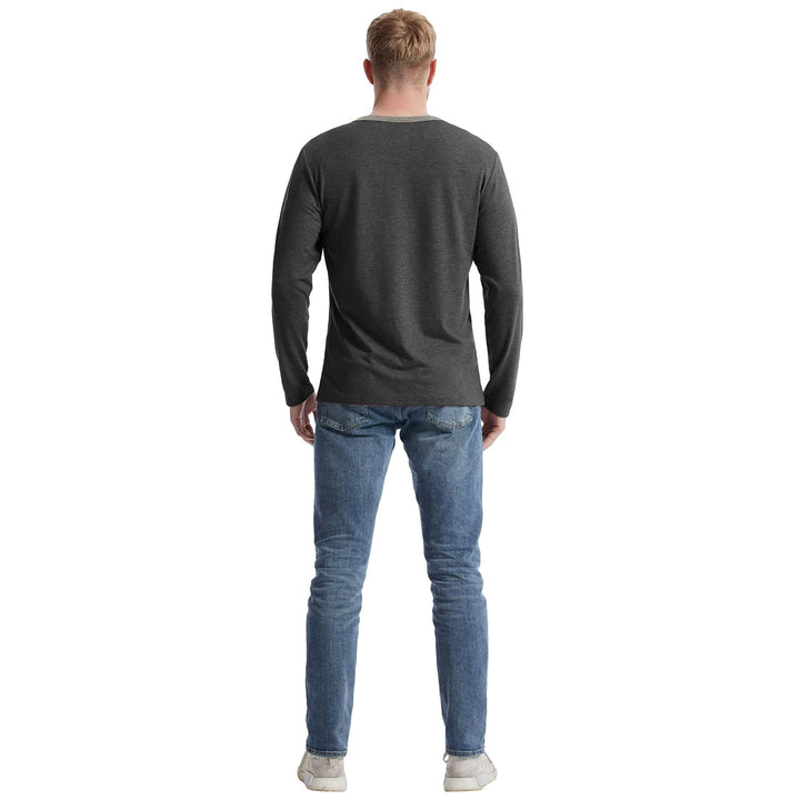 IGEEKWELL Men's Summer Long Sleeve Button Placket Leisure Casual Stand-Up Collar Henley Shirt-CUMLS01003 SWISSWELL