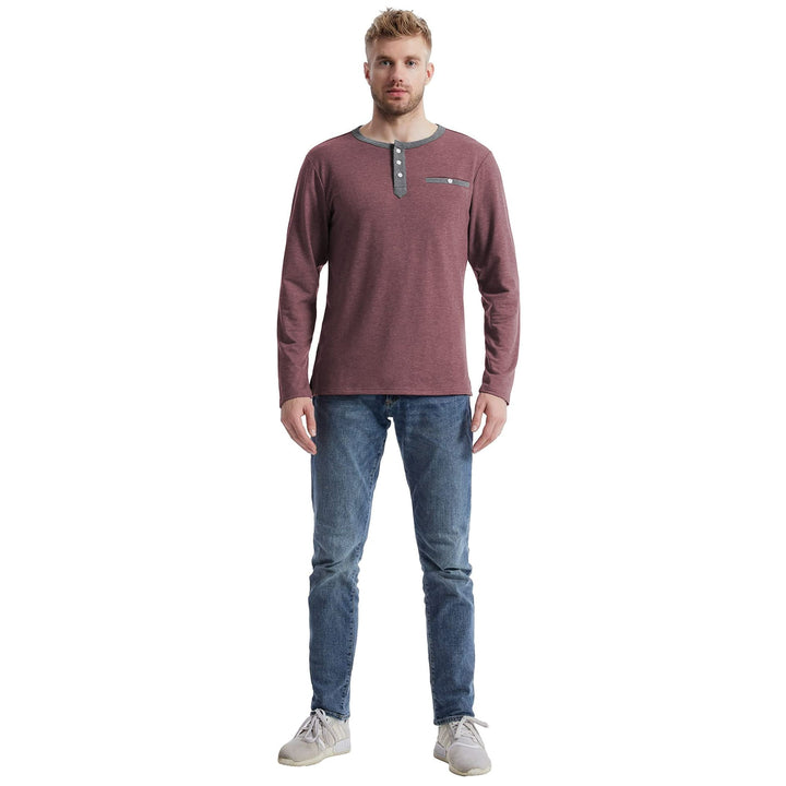 IGEEKWELL Men's Summer Long Sleeve Button Placket Leisure Casual Stand-Up Collar Henley Shirt-CUMLS01003 SWISSWELL