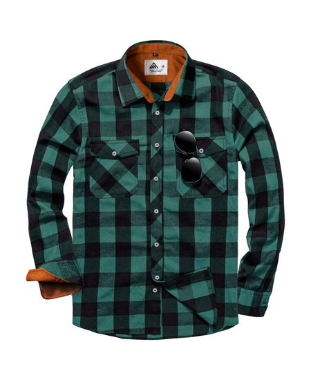 IGEEKWELL Men's Flannel Cotton Long Sleeve Casual Button Down Fleece Shirts with 2 Pockets-CFMMX20000 SWISSWELL